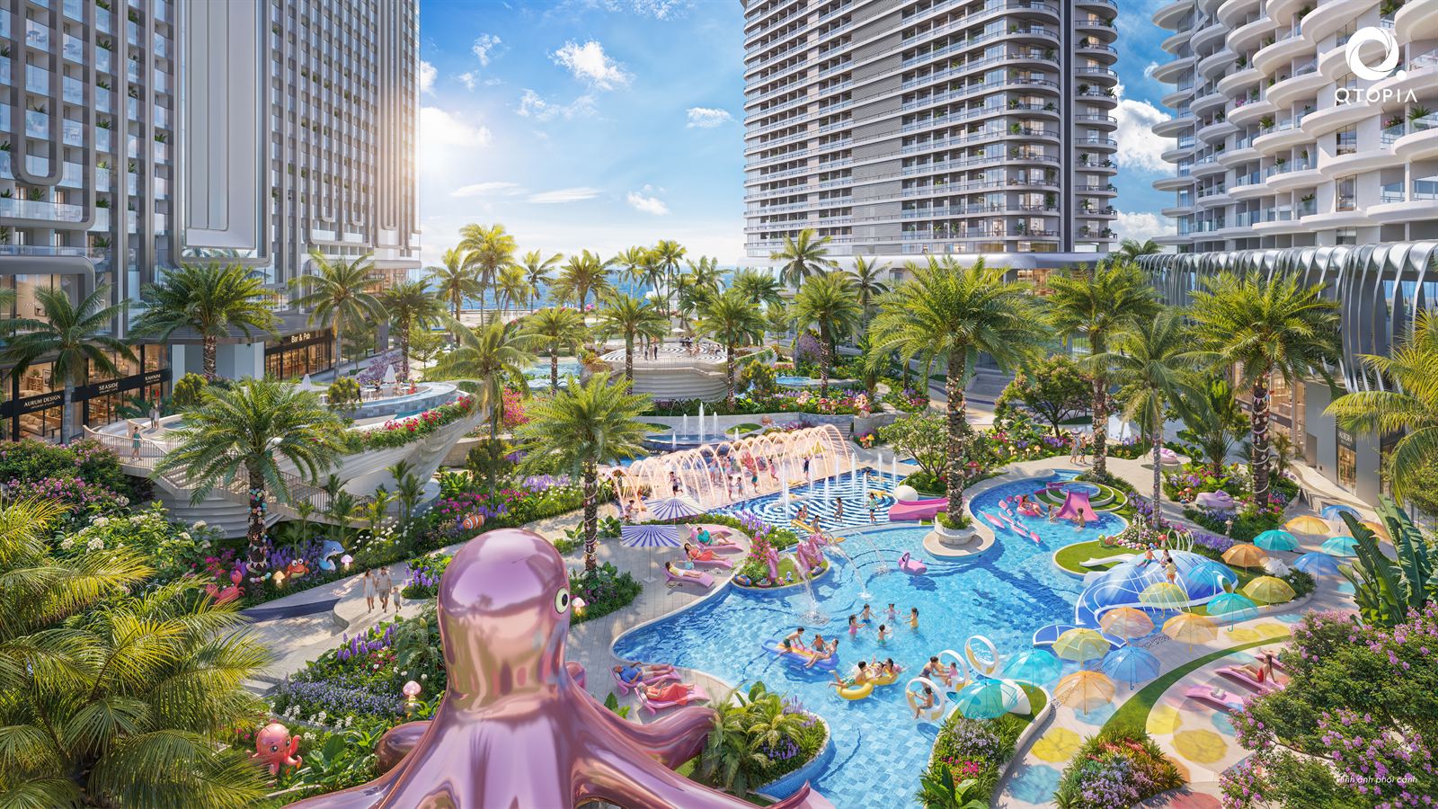 Phối cảnh công viên nước Aqua Funny Park ban ngày